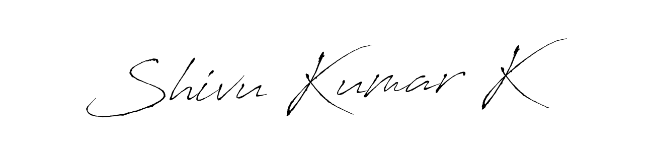 It looks lik you need a new signature style for name Shivu Kumar K. Design unique handwritten (Antro_Vectra) signature with our free signature maker in just a few clicks. Shivu Kumar K signature style 6 images and pictures png