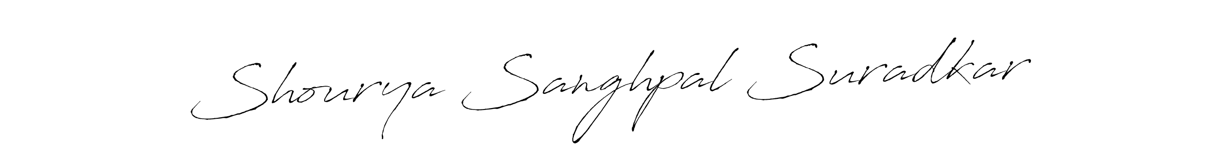 Make a beautiful signature design for name Shourya Sanghpal Suradkar. With this signature (Antro_Vectra) style, you can create a handwritten signature for free. Shourya Sanghpal Suradkar signature style 6 images and pictures png