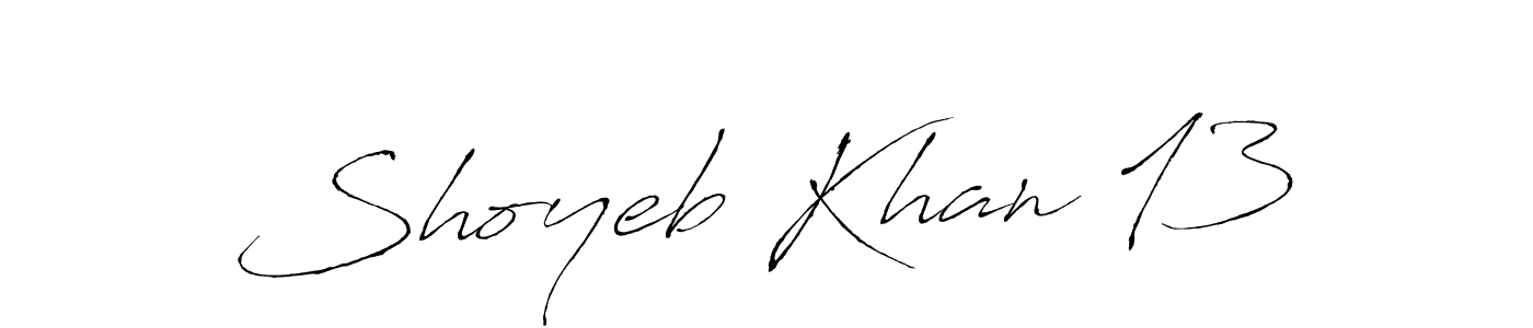 How to make Shoyeb Khan 13 name signature. Use Antro_Vectra style for creating short signs online. This is the latest handwritten sign. Shoyeb Khan 13 signature style 6 images and pictures png
