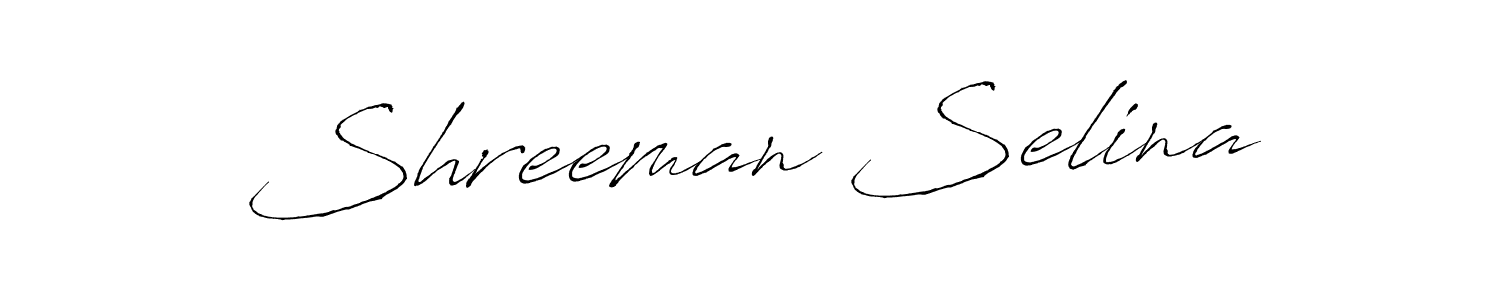 Antro_Vectra is a professional signature style that is perfect for those who want to add a touch of class to their signature. It is also a great choice for those who want to make their signature more unique. Get Shreeman Selina name to fancy signature for free. Shreeman Selina signature style 6 images and pictures png