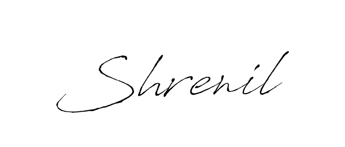 Use a signature maker to create a handwritten signature online. With this signature software, you can design (Antro_Vectra) your own signature for name Shrenil. Shrenil signature style 6 images and pictures png