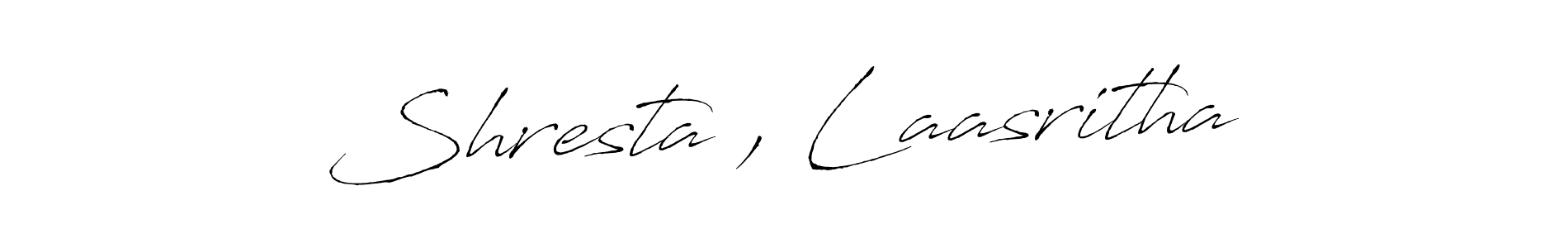 How to make Shresta , Laasritha name signature. Use Antro_Vectra style for creating short signs online. This is the latest handwritten sign. Shresta , Laasritha signature style 6 images and pictures png