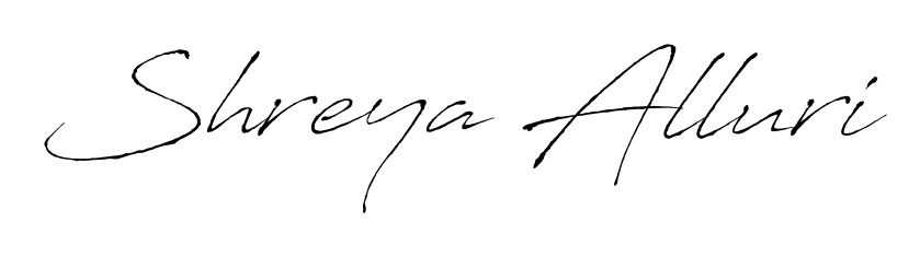 Create an unforgettable impression when signing with Shreya Alluri name styled in Antro_Vectra typography. 100% free online generator. Shreya Alluri signature style 6 images and pictures png