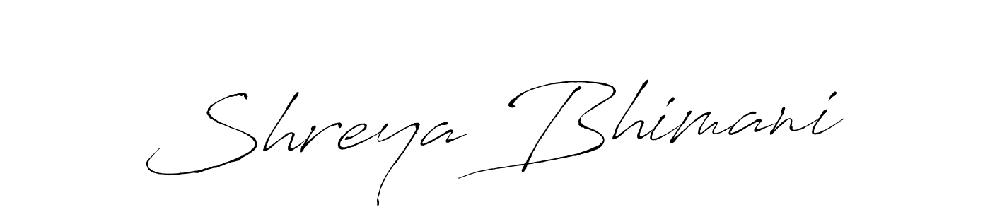 Make a beautiful signature design for name Shreya Bhimani. With this signature (Antro_Vectra) style, you can create a handwritten signature for free. Shreya Bhimani signature style 6 images and pictures png