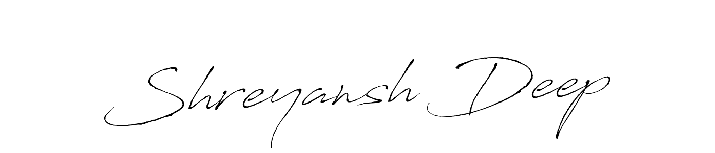 Design your own signature with our free online signature maker. With this signature software, you can create a handwritten (Antro_Vectra) signature for name Shreyansh Deep. Shreyansh Deep signature style 6 images and pictures png