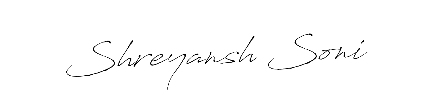 The best way (Antro_Vectra) to make a short signature is to pick only two or three words in your name. The name Shreyansh Soni include a total of six letters. For converting this name. Shreyansh Soni signature style 6 images and pictures png