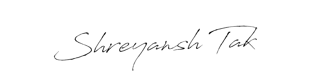 Design your own signature with our free online signature maker. With this signature software, you can create a handwritten (Antro_Vectra) signature for name Shreyansh Tak. Shreyansh Tak signature style 6 images and pictures png