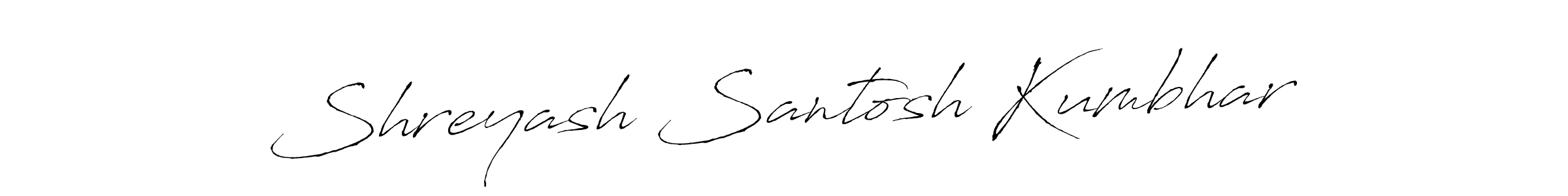 Antro_Vectra is a professional signature style that is perfect for those who want to add a touch of class to their signature. It is also a great choice for those who want to make their signature more unique. Get Shreyash Santosh Kumbhar name to fancy signature for free. Shreyash Santosh Kumbhar signature style 6 images and pictures png