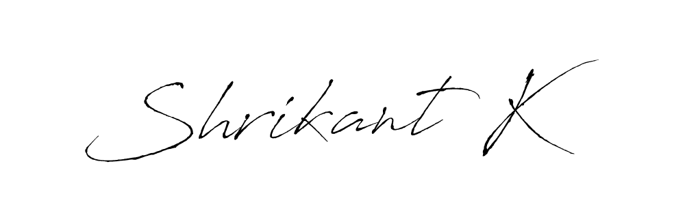 if you are searching for the best signature style for your name Shrikant K. so please give up your signature search. here we have designed multiple signature styles  using Antro_Vectra. Shrikant K signature style 6 images and pictures png