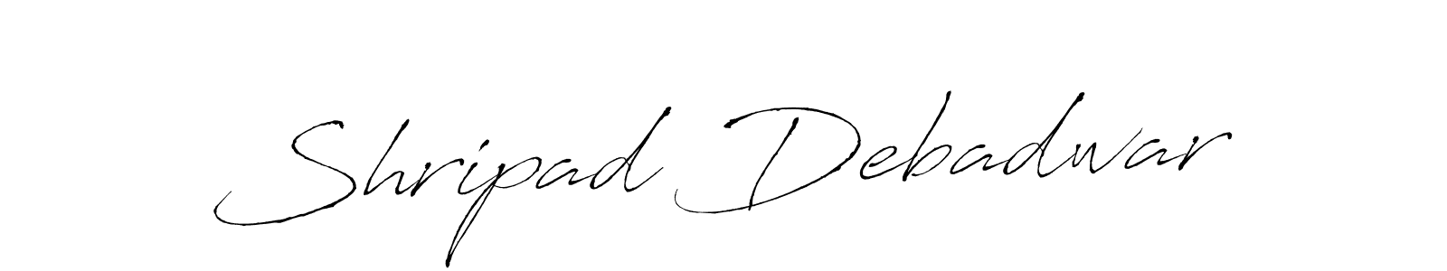 The best way (Antro_Vectra) to make a short signature is to pick only two or three words in your name. The name Shripad Debadwar include a total of six letters. For converting this name. Shripad Debadwar signature style 6 images and pictures png