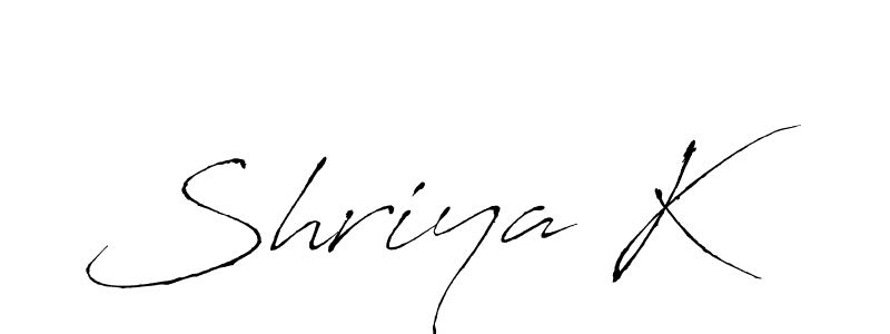 The best way (Antro_Vectra) to make a short signature is to pick only two or three words in your name. The name Shriya K include a total of six letters. For converting this name. Shriya K signature style 6 images and pictures png