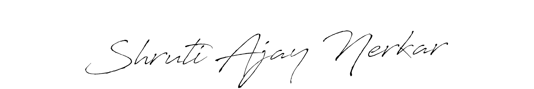 This is the best signature style for the Shruti Ajay Nerkar name. Also you like these signature font (Antro_Vectra). Mix name signature. Shruti Ajay Nerkar signature style 6 images and pictures png