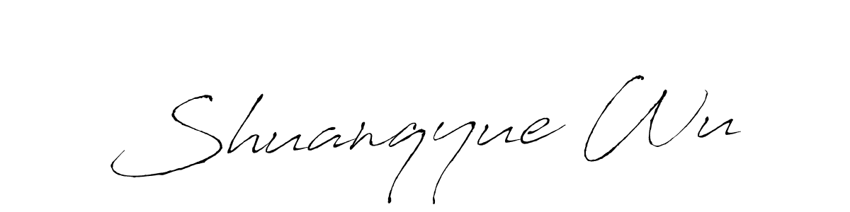 How to make Shuanqyue Wu name signature. Use Antro_Vectra style for creating short signs online. This is the latest handwritten sign. Shuanqyue Wu signature style 6 images and pictures png