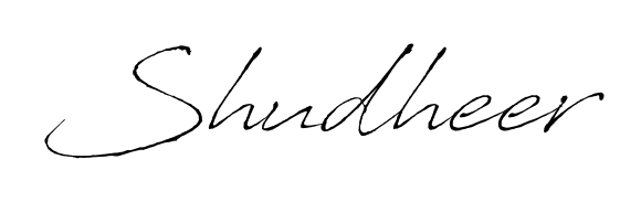 The Antro_Vectra font transforms the name Shudheer into an executive sign with sharp precision and distinguished character. Shudheer signature style 6 images and pictures png