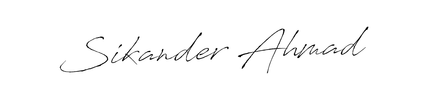 Make a beautiful signature design for name Sikander Ahmad. With this signature (Antro_Vectra) style, you can create a handwritten signature for free. Sikander Ahmad signature style 6 images and pictures png