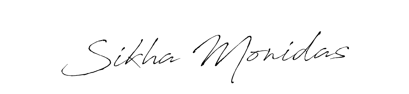 The best way (Antro_Vectra) to make a short signature is to pick only two or three words in your name. The name Sikha Monidas include a total of six letters. For converting this name. Sikha Monidas signature style 6 images and pictures png