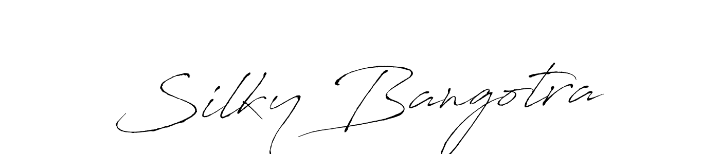 Antro_Vectra is a professional signature style that is perfect for those who want to add a touch of class to their signature. It is also a great choice for those who want to make their signature more unique. Get Silky Bangotra name to fancy signature for free. Silky Bangotra signature style 6 images and pictures png