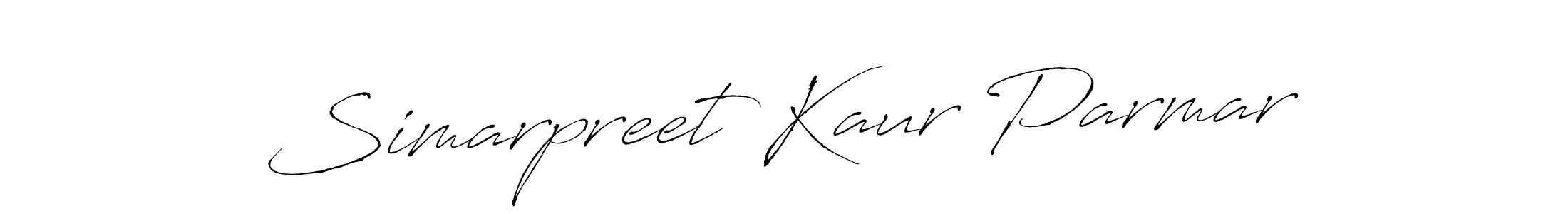 How to make Simarpreet Kaur Parmar signature? Antro_Vectra is a professional autograph style. Create handwritten signature for Simarpreet Kaur Parmar name. Simarpreet Kaur Parmar signature style 6 images and pictures png