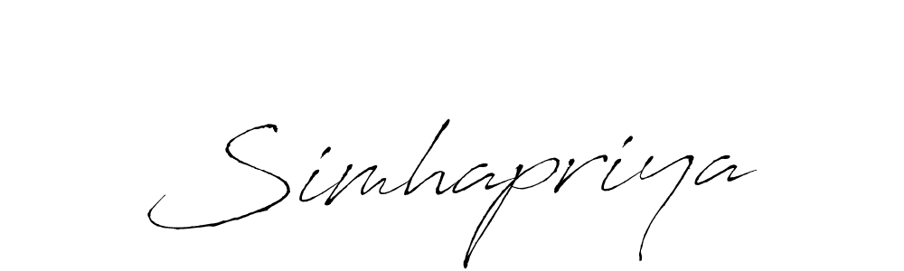 Create a beautiful signature design for name Simhapriya. With this signature (Antro_Vectra) fonts, you can make a handwritten signature for free. Simhapriya signature style 6 images and pictures png