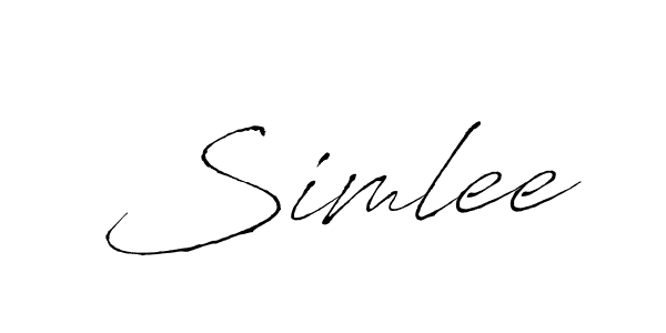 Use a signature maker to create a handwritten signature online. With this signature software, you can design (Antro_Vectra) your own signature for name Simlee. Simlee signature style 6 images and pictures png