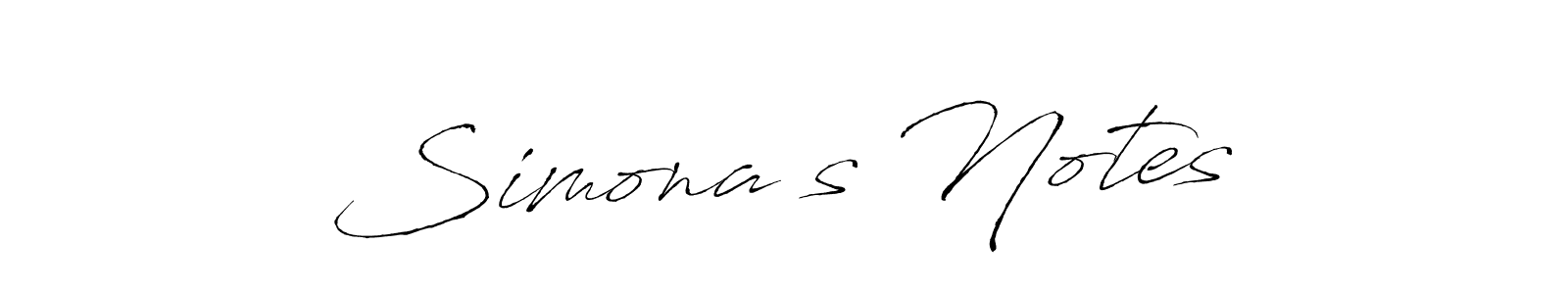 Design your own signature with our free online signature maker. With this signature software, you can create a handwritten (Antro_Vectra) signature for name Simona’s Notes. Simona’s Notes signature style 6 images and pictures png