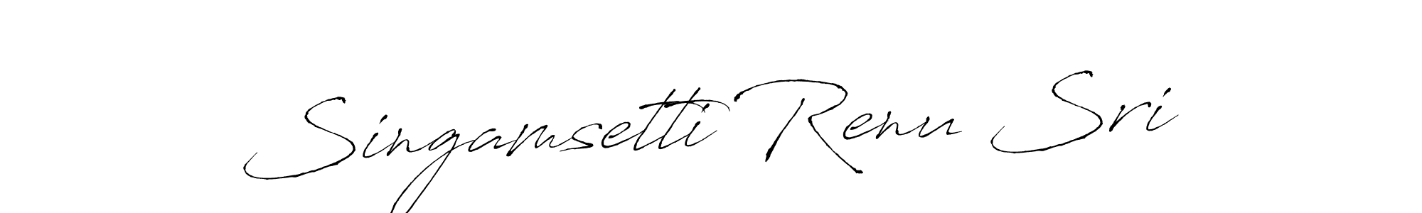 You should practise on your own different ways (Antro_Vectra) to write your name (Singamsetti Renu Sri) in signature. don't let someone else do it for you. Singamsetti Renu Sri signature style 6 images and pictures png