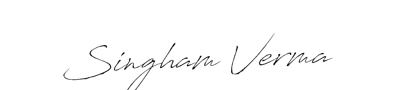 Similarly Antro_Vectra is the best handwritten signature design. Signature creator online .You can use it as an online autograph creator for name Singham Verma. Singham Verma signature style 6 images and pictures png