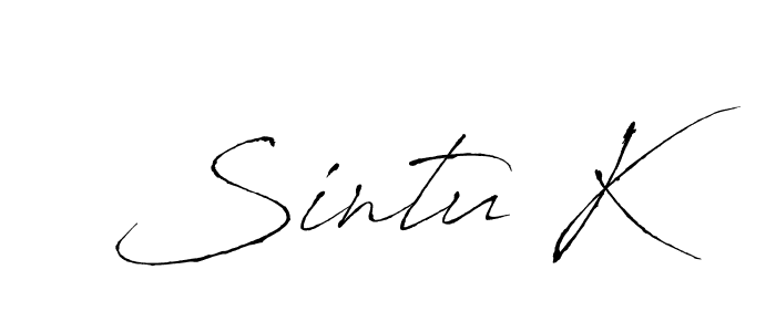 How to make Sintu K name signature. Use Antro_Vectra style for creating short signs online. This is the latest handwritten sign. Sintu K signature style 6 images and pictures png