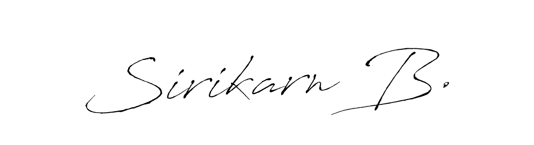 The best way (Antro_Vectra) to make a short signature is to pick only two or three words in your name. The name Sirikarn B. include a total of six letters. For converting this name. Sirikarn B. signature style 6 images and pictures png