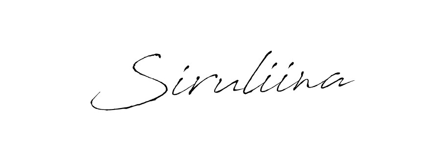Use a signature maker to create a handwritten signature online. With this signature software, you can design (Antro_Vectra) your own signature for name Siruliina. Siruliina signature style 6 images and pictures png