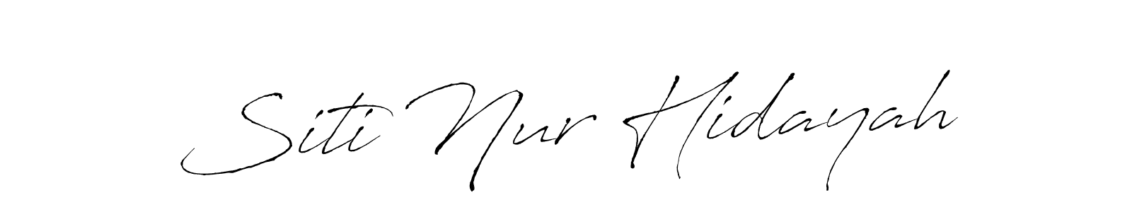 Use a signature maker to create a handwritten signature online. With this signature software, you can design (Antro_Vectra) your own signature for name Siti Nur Hidayah. Siti Nur Hidayah signature style 6 images and pictures png