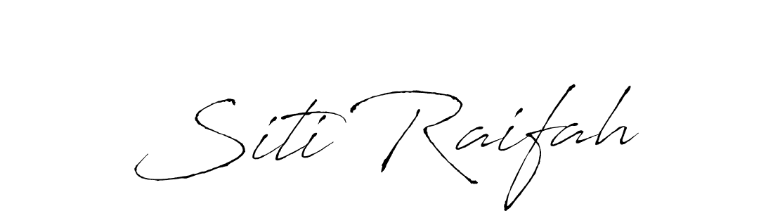 Make a beautiful signature design for name Siti Raifah. With this signature (Antro_Vectra) style, you can create a handwritten signature for free. Siti Raifah signature style 6 images and pictures png