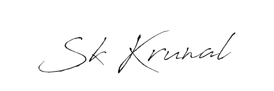 This is the best signature style for the Sk Krunal name. Also you like these signature font (Antro_Vectra). Mix name signature. Sk Krunal signature style 6 images and pictures png