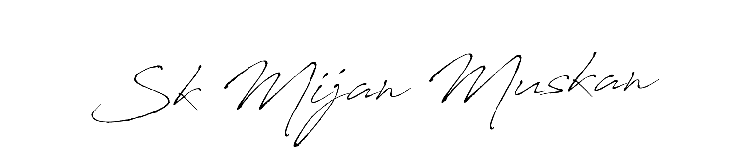 Create a beautiful signature design for name Sk Mijan Muskan. With this signature (Antro_Vectra) fonts, you can make a handwritten signature for free. Sk Mijan Muskan signature style 6 images and pictures png