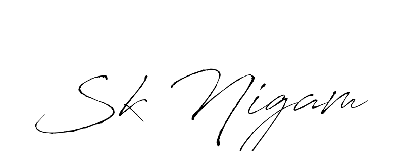 The best way (Antro_Vectra) to make a short signature is to pick only two or three words in your name. The name Sk Nigam include a total of six letters. For converting this name. Sk Nigam signature style 6 images and pictures png