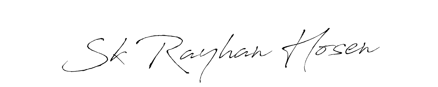 How to make Sk Rayhan Hosen signature? Antro_Vectra is a professional autograph style. Create handwritten signature for Sk Rayhan Hosen name. Sk Rayhan Hosen signature style 6 images and pictures png
