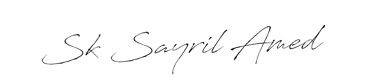 Make a short Sk Sayril Amed signature style. Manage your documents anywhere anytime using Antro_Vectra. Create and add eSignatures, submit forms, share and send files easily. Sk Sayril Amed signature style 6 images and pictures png