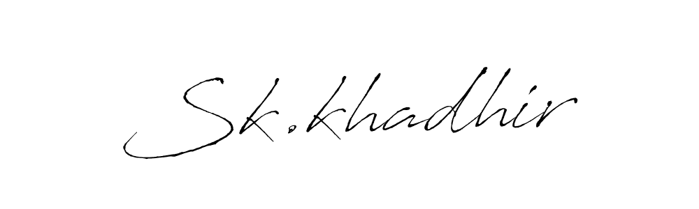 The best way (Antro_Vectra) to make a short signature is to pick only two or three words in your name. The name Sk.khadhir include a total of six letters. For converting this name. Sk.khadhir signature style 6 images and pictures png