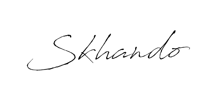 Use a signature maker to create a handwritten signature online. With this signature software, you can design (Antro_Vectra) your own signature for name Skhando. Skhando signature style 6 images and pictures png