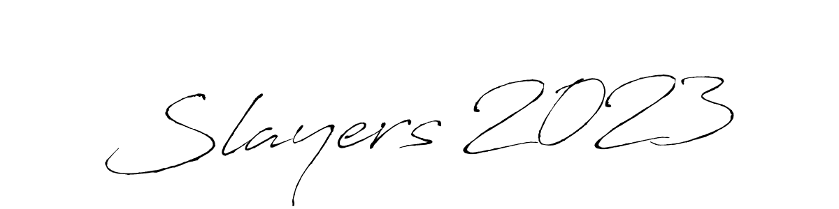 The best way (Antro_Vectra) to make a short signature is to pick only two or three words in your name. The name Slayers 2023 include a total of six letters. For converting this name. Slayers 2023 signature style 6 images and pictures png