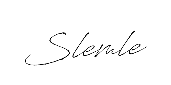 Use a signature maker to create a handwritten signature online. With this signature software, you can design (Antro_Vectra) your own signature for name Slemle. Slemle signature style 6 images and pictures png