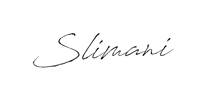 Design your own signature with our free online signature maker. With this signature software, you can create a handwritten (Antro_Vectra) signature for name Slimani. Slimani signature style 6 images and pictures png