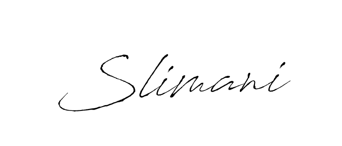 Design your own signature with our free online signature maker. With this signature software, you can create a handwritten (Antro_Vectra) signature for name Slimani. Slimani signature style 6 images and pictures png