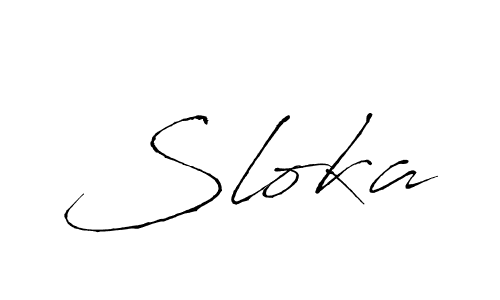 Use a signature maker to create a handwritten signature online. With this signature software, you can design (Antro_Vectra) your own signature for name Sloka. Sloka signature style 6 images and pictures png