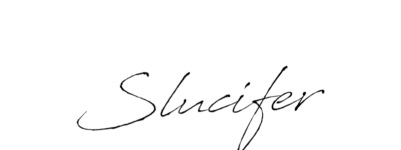 Make a beautiful signature design for name Slucifer. With this signature (Antro_Vectra) style, you can create a handwritten signature for free. Slucifer signature style 6 images and pictures png