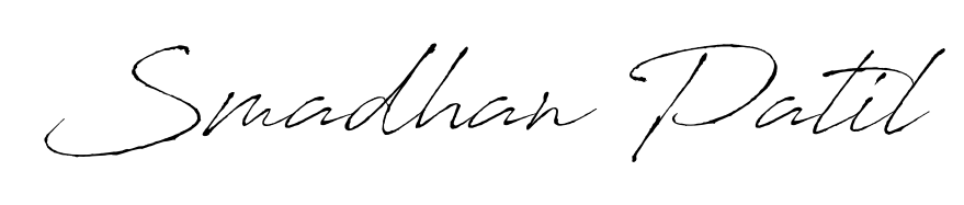 Looking for an artistic signature for Smadhan Patil? The Antro_Vectra calligraphy style gives a sophisticated flow suitable for business cards and emails. Smadhan Patil signature style 6 images and pictures png