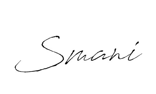 Make a beautiful signature design for name Smani. With this signature (Antro_Vectra) style, you can create a handwritten signature for free. Smani signature style 6 images and pictures png