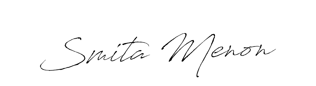 How to make Smita Menon name signature. Use Antro_Vectra style for creating short signs online. This is the latest handwritten sign. Smita Menon signature style 6 images and pictures png