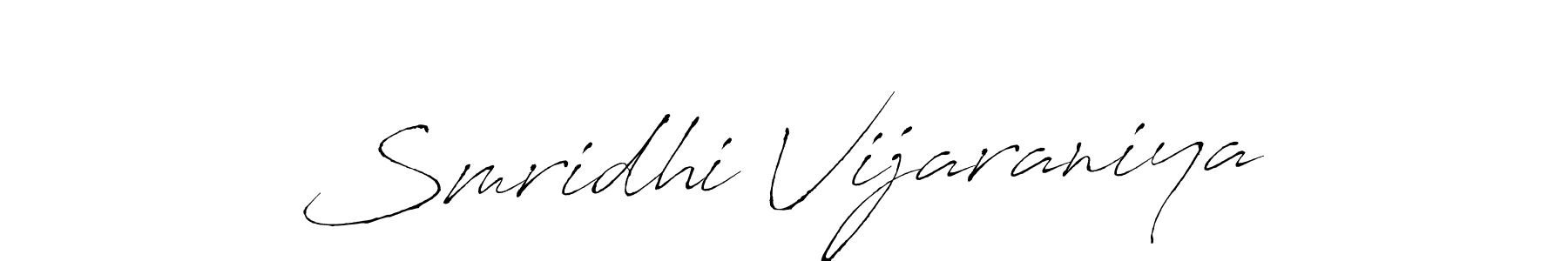 How to make Smridhi Vijaraniya name signature. Use Antro_Vectra style for creating short signs online. This is the latest handwritten sign. Smridhi Vijaraniya signature style 6 images and pictures png