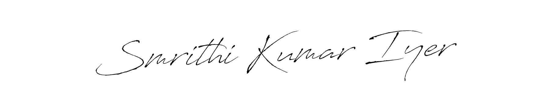 Create a beautiful signature design for name Smrithi Kumar Iyer. With this signature (Antro_Vectra) fonts, you can make a handwritten signature for free. Smrithi Kumar Iyer signature style 6 images and pictures png